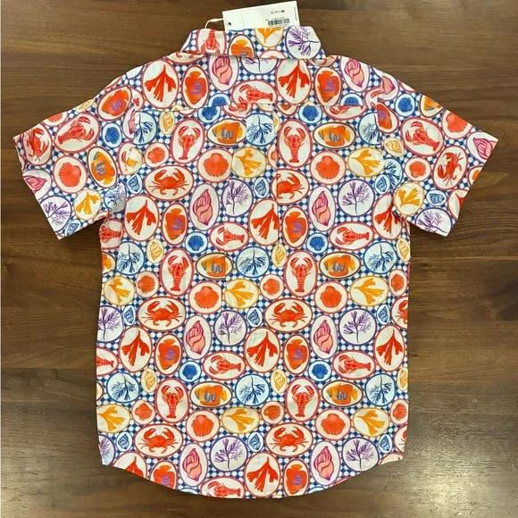 NWT- Janie and Jack Multicolor Patterned Button Down Shirt - Picture 3 of 5